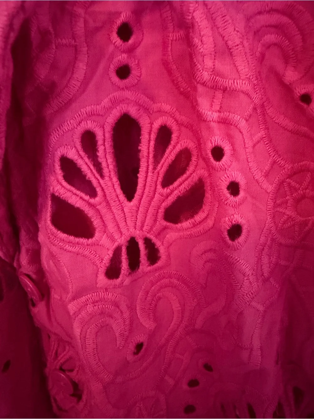 FARM Rio Rose Pink Eyelet Short-Sleeve Button-Down Shirt